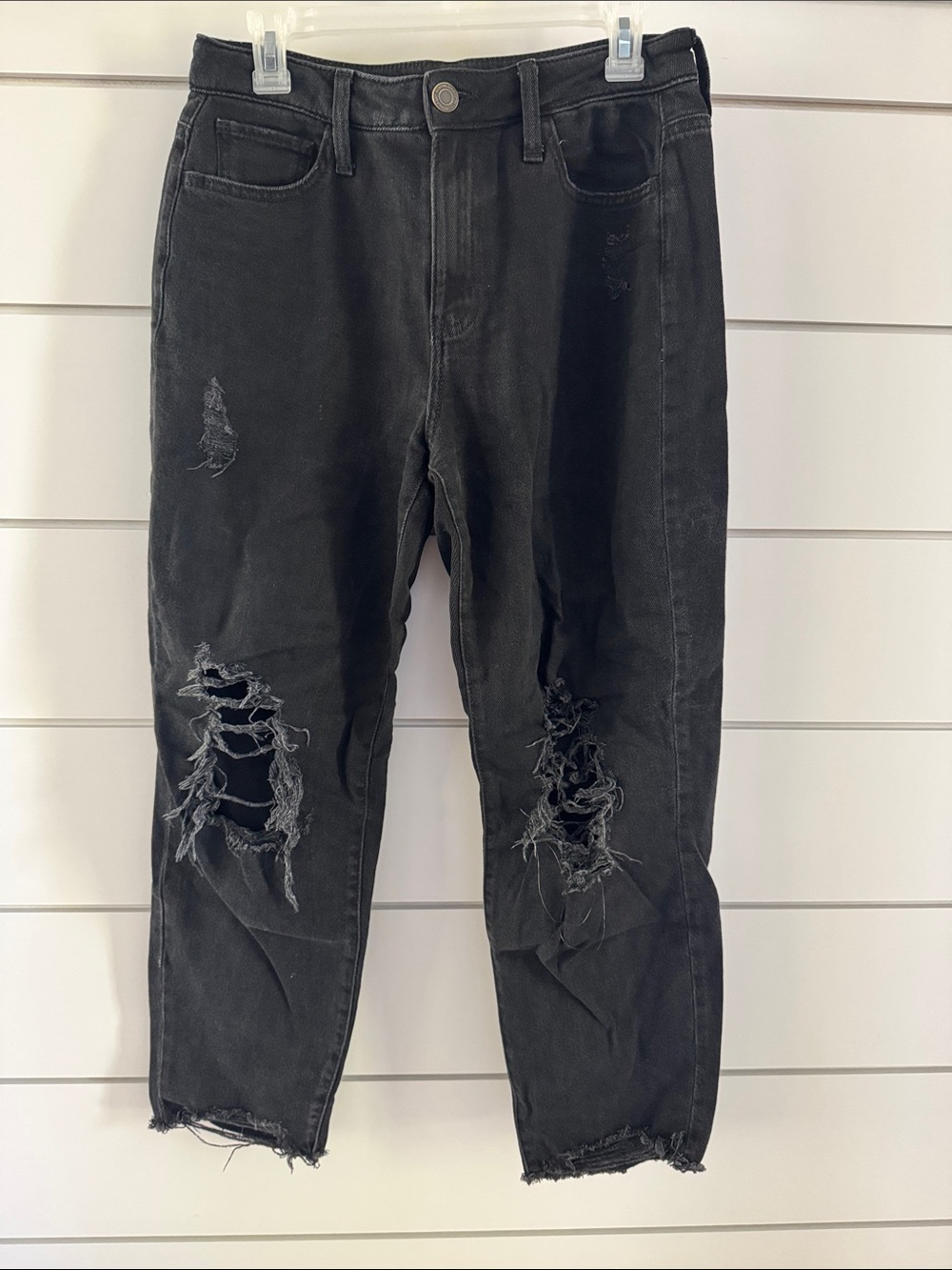 SO Black Distressed Ripped Mom Jeans